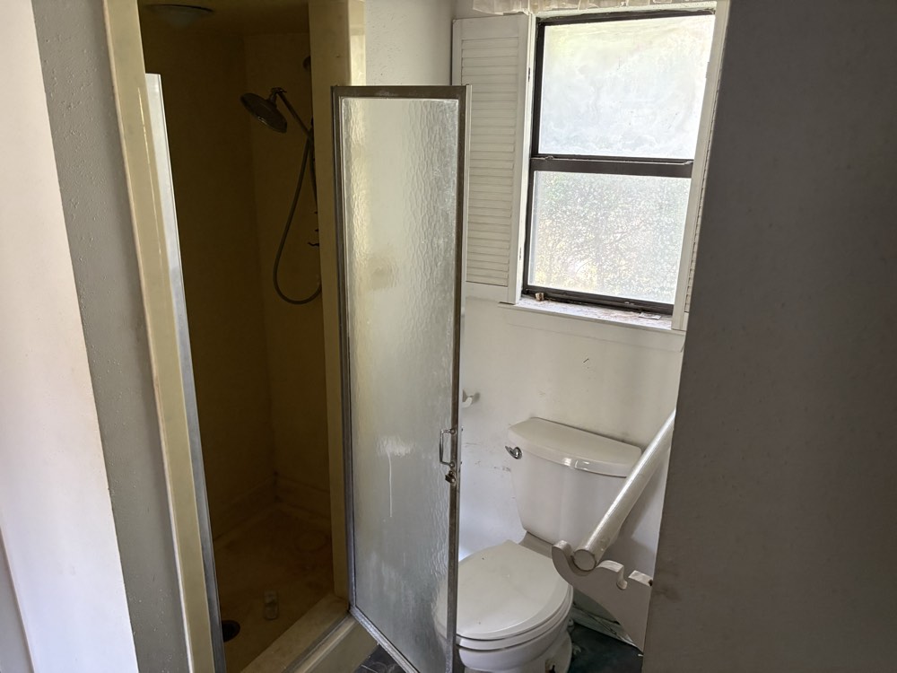 Bathroom with shower and window